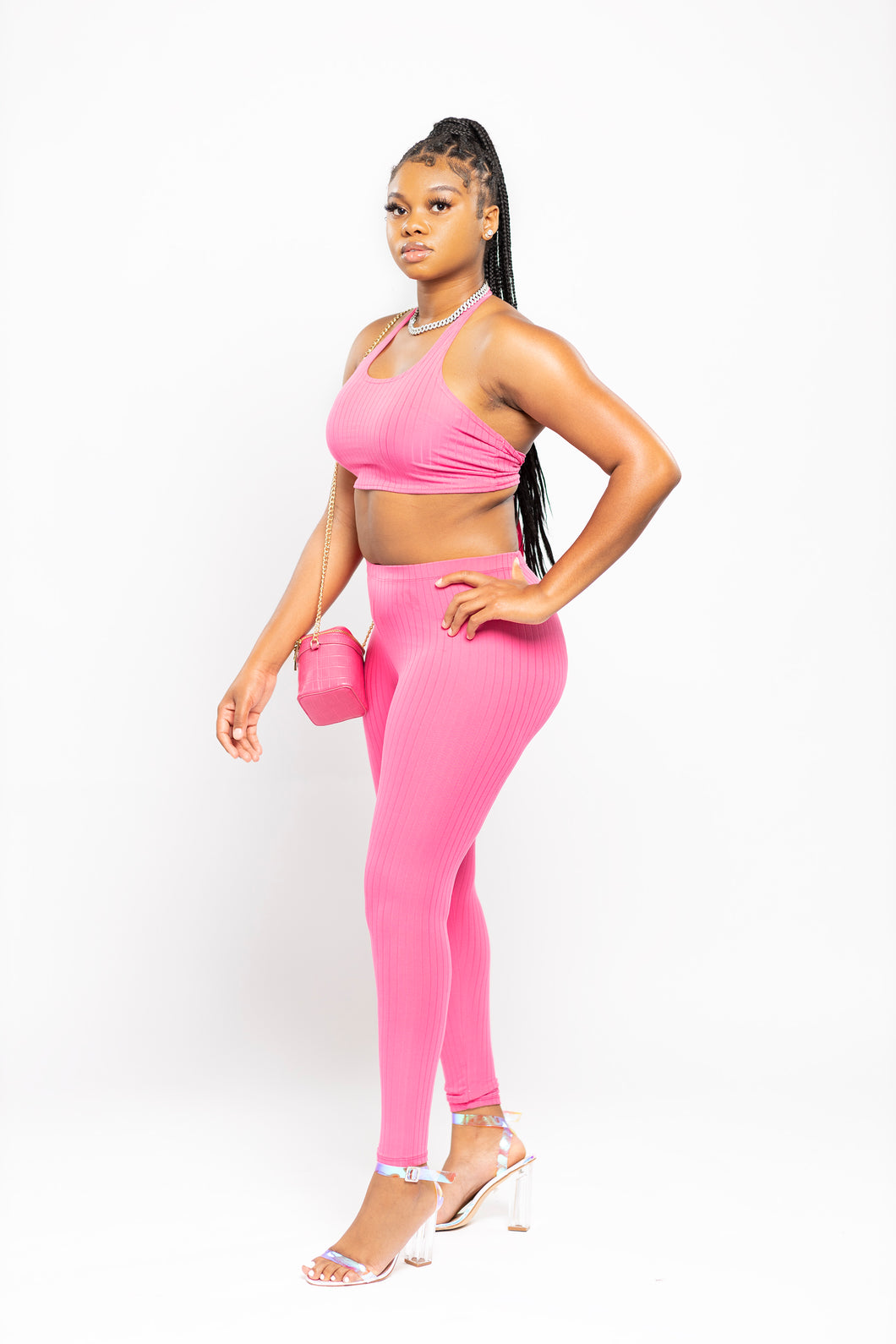 Back Tied Halter Neck Top & Leggings Sets